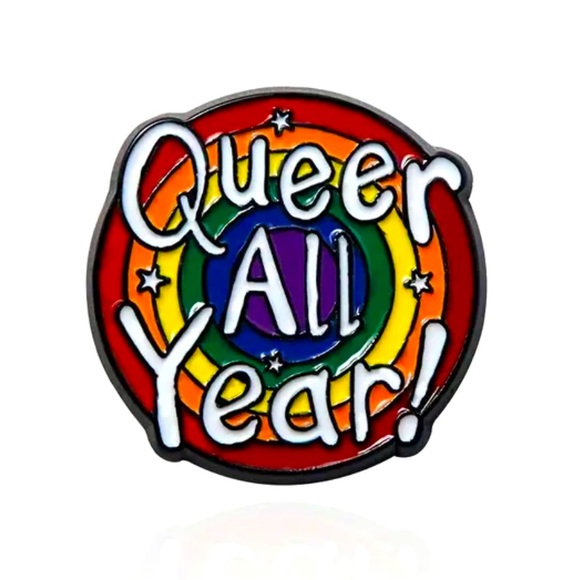Jewelry - Queer All Year pride pin gift rainbow LGBT+ gay flag new